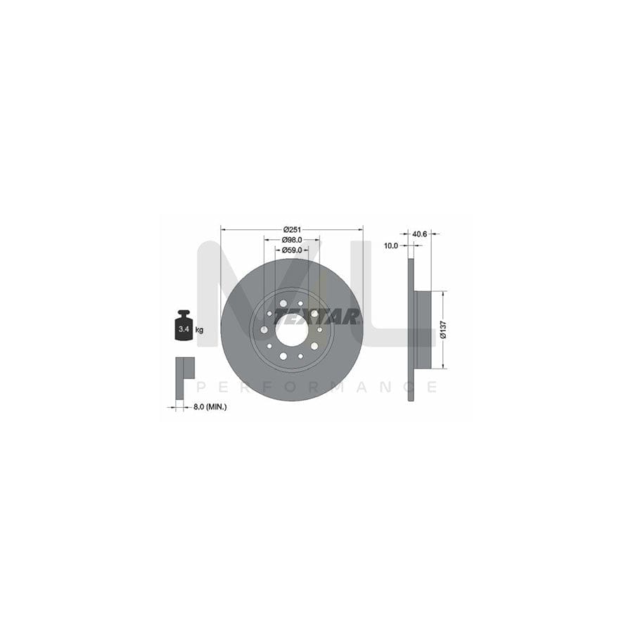TEXTAR PRO 92244303 Brake Disc Solid, Coated, without wheel hub, without wheel studs | ML Performance Car Parts