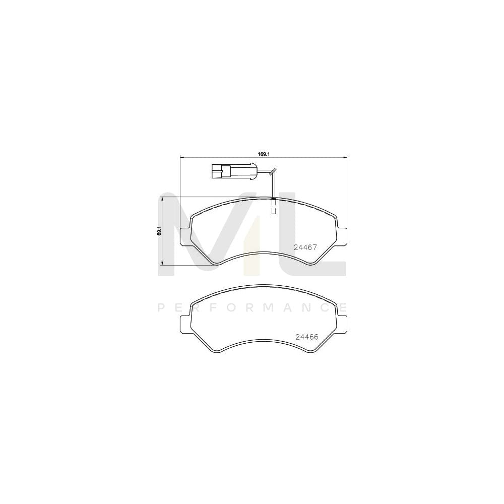 Hella 8DB 355 023-011 Brake Pad Set For Fiat Ducato With Integrated Wear Warning Contact, With Brake Caliper Screws, With Accessories