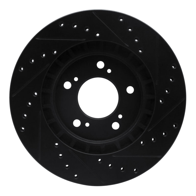 R1 Concepts R1 97-05 Acura NSX Front Left Drilled & Slotted Black Brake Rotor