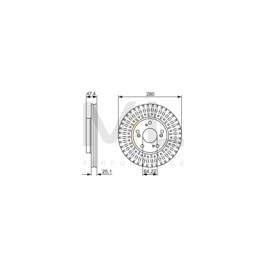 BOSCH 0 986 479 625 Brake Disc Vented, Oiled | ML Performance Car Parts