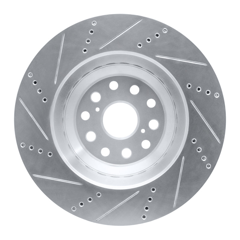 R1 Concepts R1 07-23 Lexus LS600h Left Front Drilled & Slotted Silver Brake Rotor