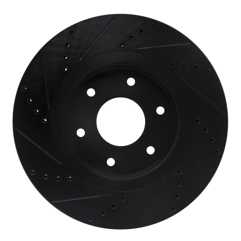 R1 Concepts R1 05-07 Infiniti QX56 Front Right Drilled & Slotted Black Brake Rotor