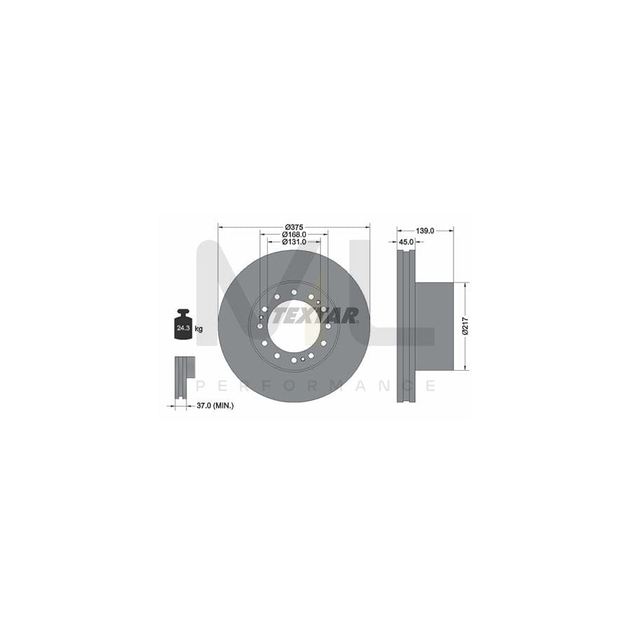 TEXTAR 93105600 Brake Disc Internally Vented, without wheel hub, without wheel studs | ML Performance Car Parts