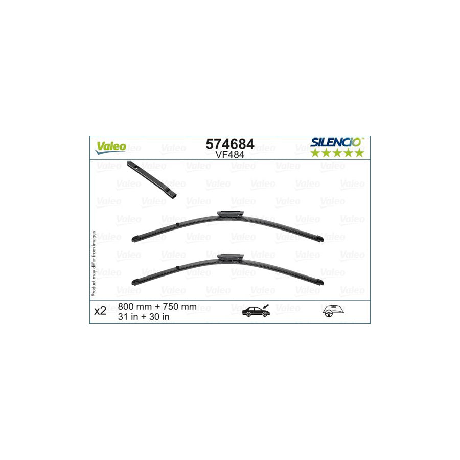 Valeo Silencio Flat Blade Set, Silencio X.Trm 574684 Wiper Blade For Citroテ起 C4 | ML Performance US Car Parts