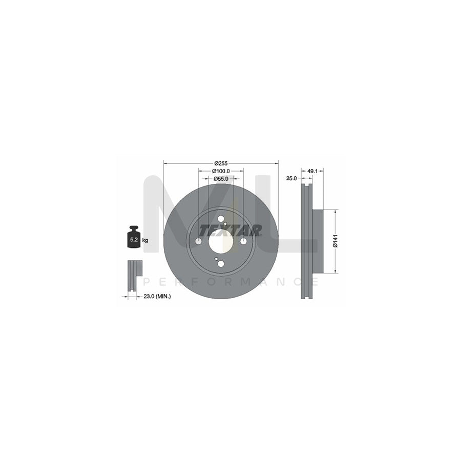 TEXTAR PRO 92125903 Brake Disc Internally Vented, Coated, without wheel hub, without wheel studs | ML Performance Car Parts