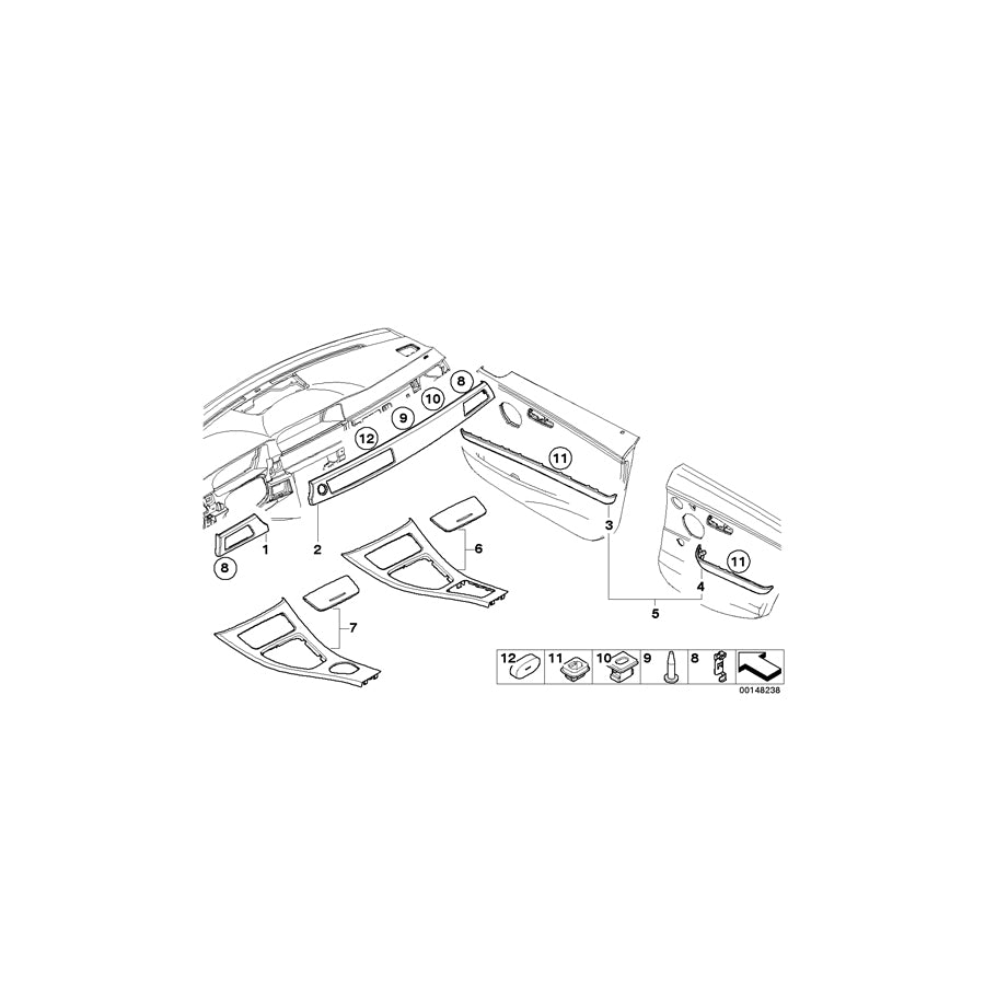 Genuine BMW 51417138870 E90 E91 Trim Piece Door,Poplar Grain,Front Right (Inc. 335d, 318d & 325i) | ML Performance US Car Parts