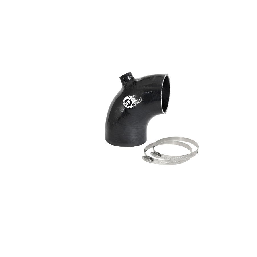 aFe 59-00106 (3-1/8 IN ID to 2-3/4 IN ID x 90 Deg.) Elbow Reducing Coupler w/ Port - Black Replacement Coupling Kit | ML Performance US Car Parts