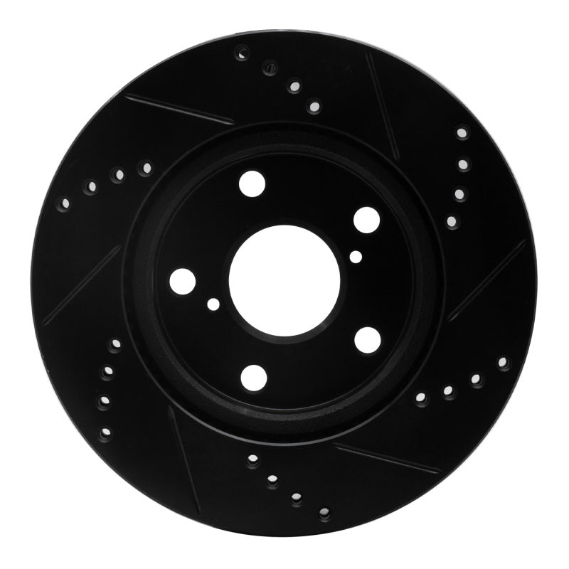 R1 Concepts R1 06-18 Lexus HS250H Front Left Drilled & Slotted Black Brake Rotor