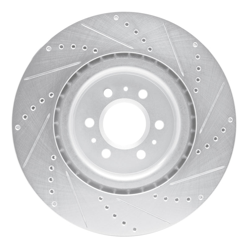 R1 Concepts R1 04-11 Cadillac STS Front Left Drilled & Slotted Silver Brake Rotor