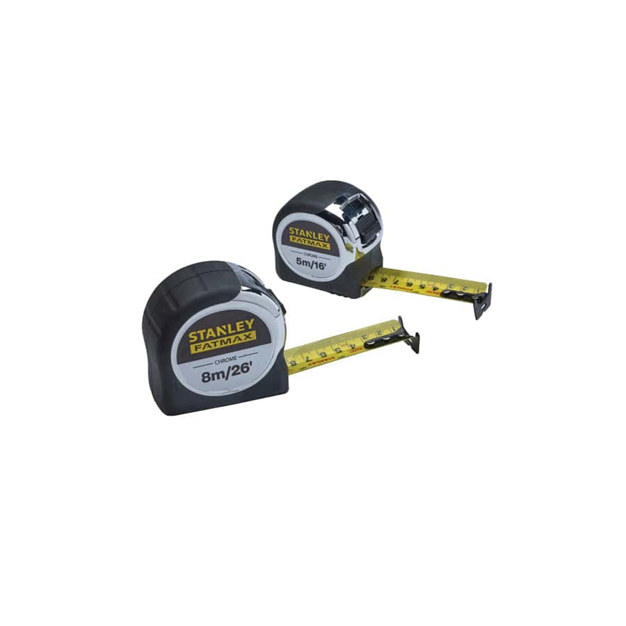 STANLEY® STA043041 FatMax® Chrome Pocket Tapes 5m/16ft & 8m/26ft (Twin Pack)