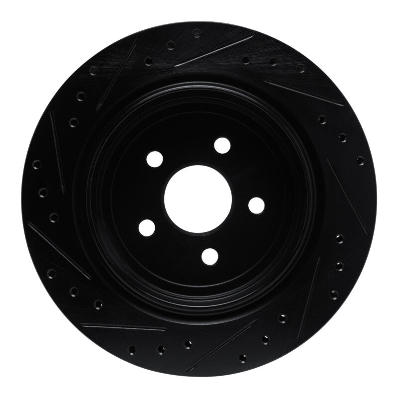 R1 Concepts R1 89-95 Chrysler LeBaron Rear Right Drilled & Slotted Black Brake Rotor
