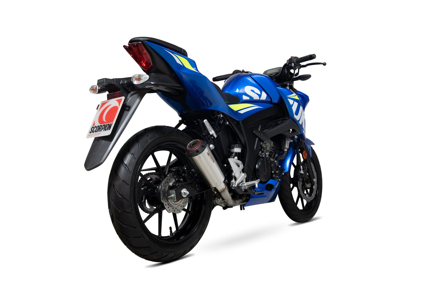 Scorpion PSI124SEO Suzuki Red Power Full System - Brushed Stainless Steel Sleeve (GSX-S 125 / GSX-S 150) | ML Performance US US