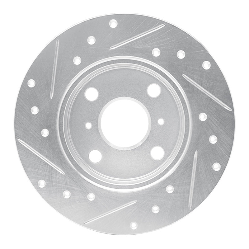 R1 Concepts R1 85-86 Toyota MR2 Rear Right Drilled & Slotted Silver Brake Rotor
