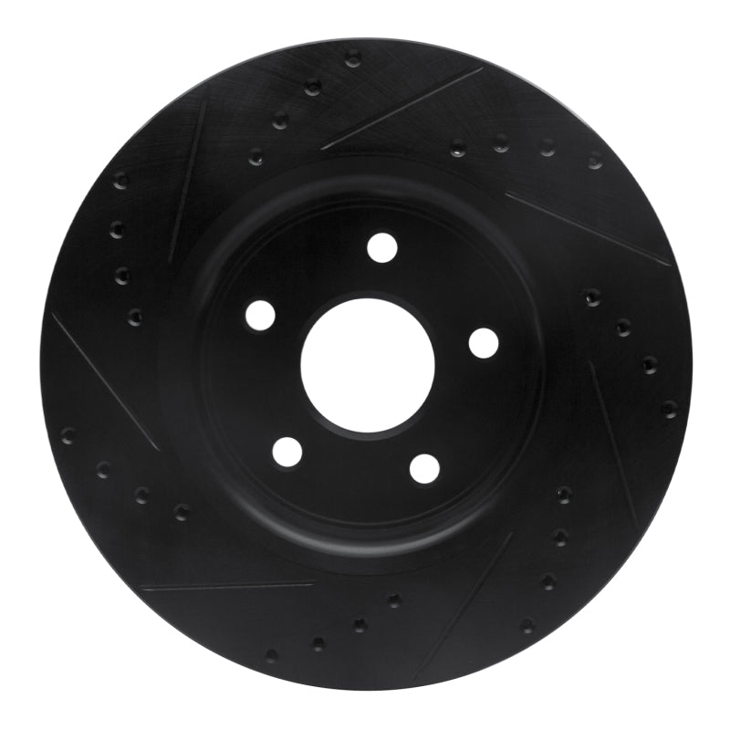 R1 Concepts R1 05-10 Jeep Commander Front Right Drilled & Slotted Black Brake Rotor