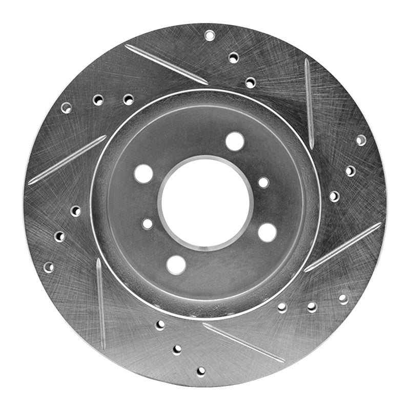 R1 Concepts R1 98-07 Mitsubishi Lancer Front Left Drilled & Slotted Silver Brake Rotor