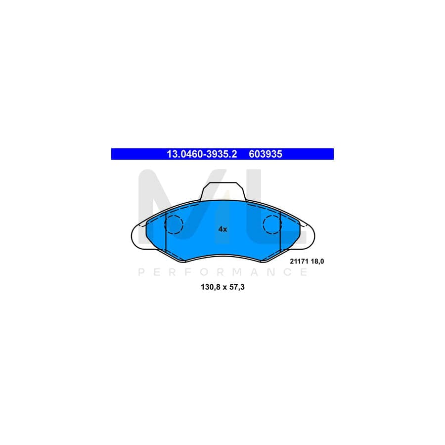 ATE 13.0460-3935.2 Brake pad set excl. wear warning contact, not prepared for wear indicator