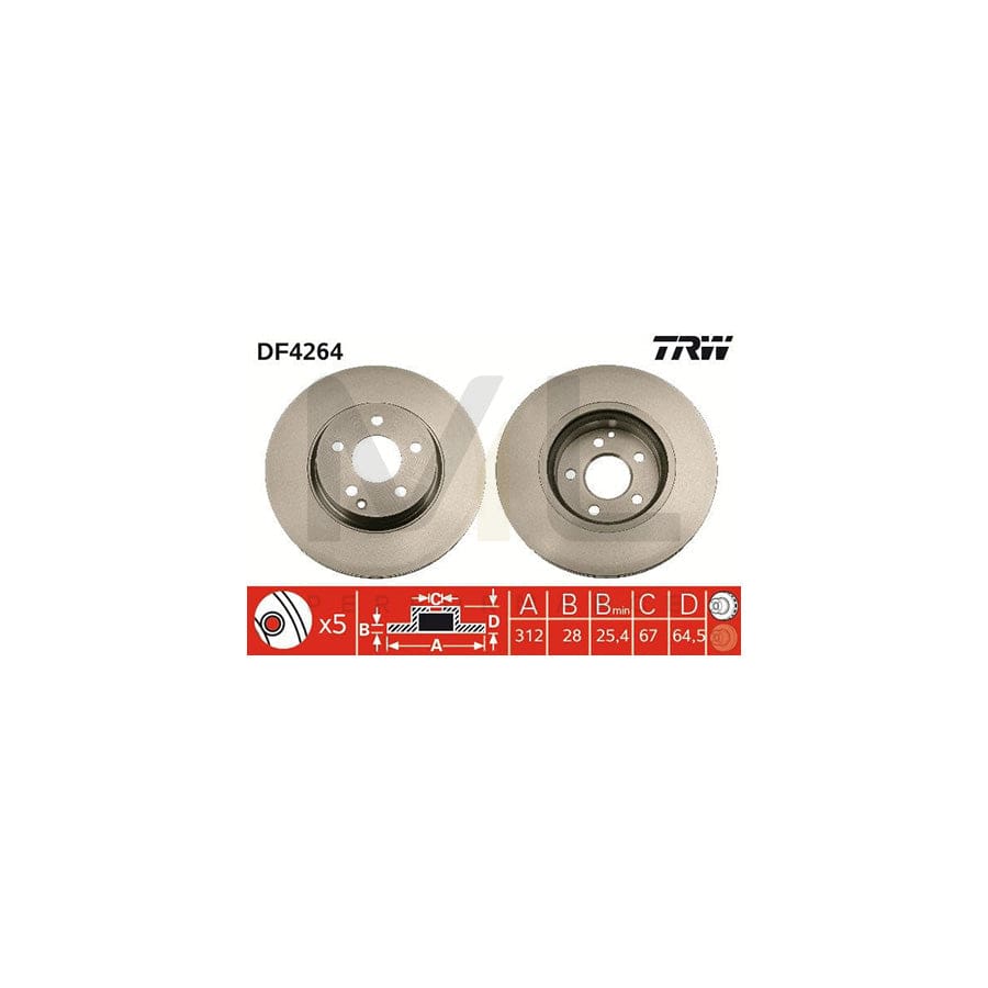TRW DF4264 Brake Disc Vented, Painted | ML Performance Car Parts