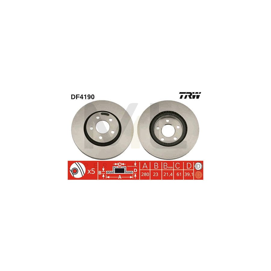 TRW DF4190 Brake Disc for CHRYSLER PT CRUISER Vented, Painted | ML Performance Car Parts