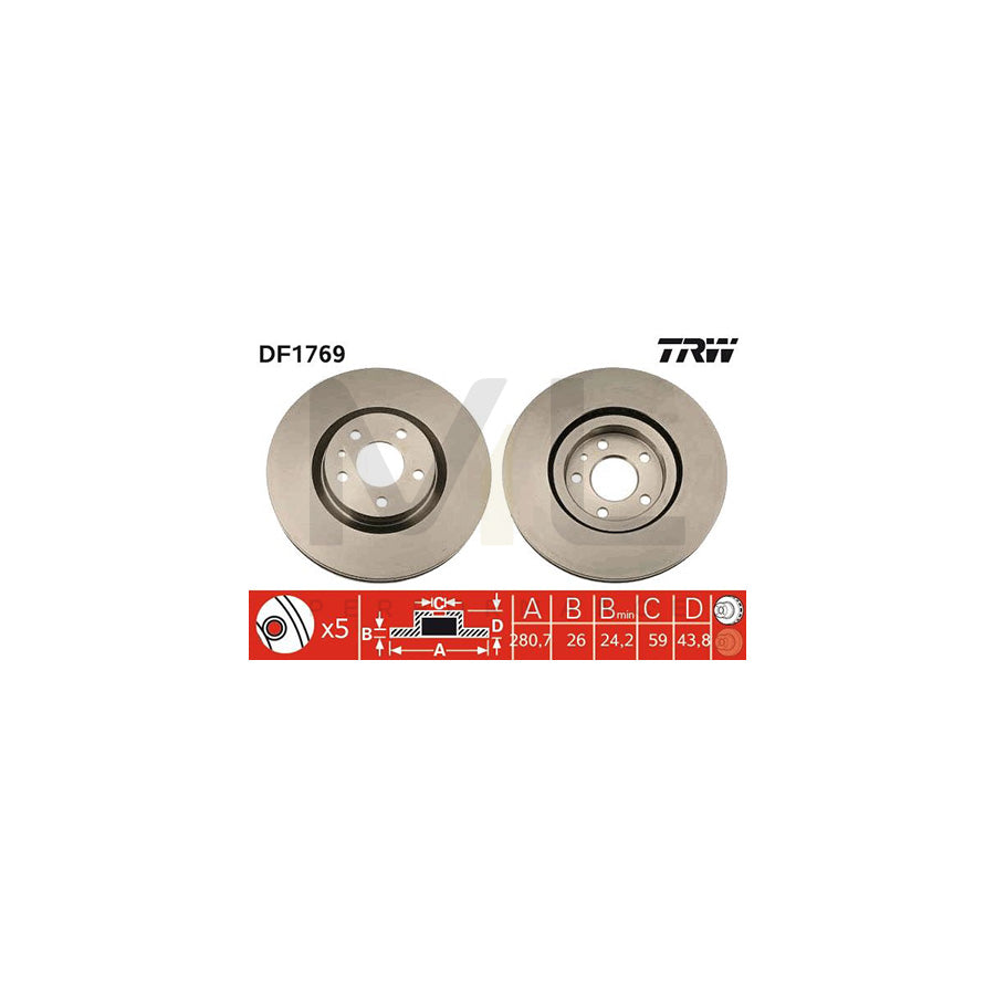 TRW DF1769 Brake Disc Vented | ML Performance Car Parts