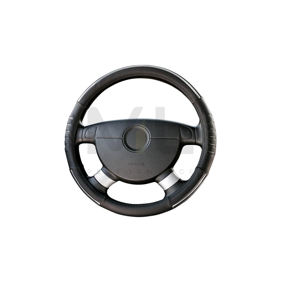 WALSER 16625 Steering wheel cover Black, Ø: 38-39cm, PU (Polyurethane)
