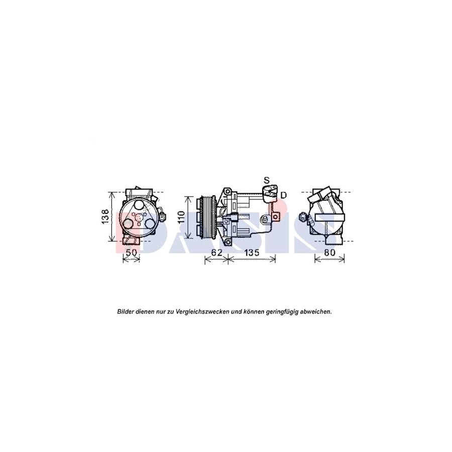 AKS Dasis 851925N Compressor, Air Conditioning for Nissan Tiida