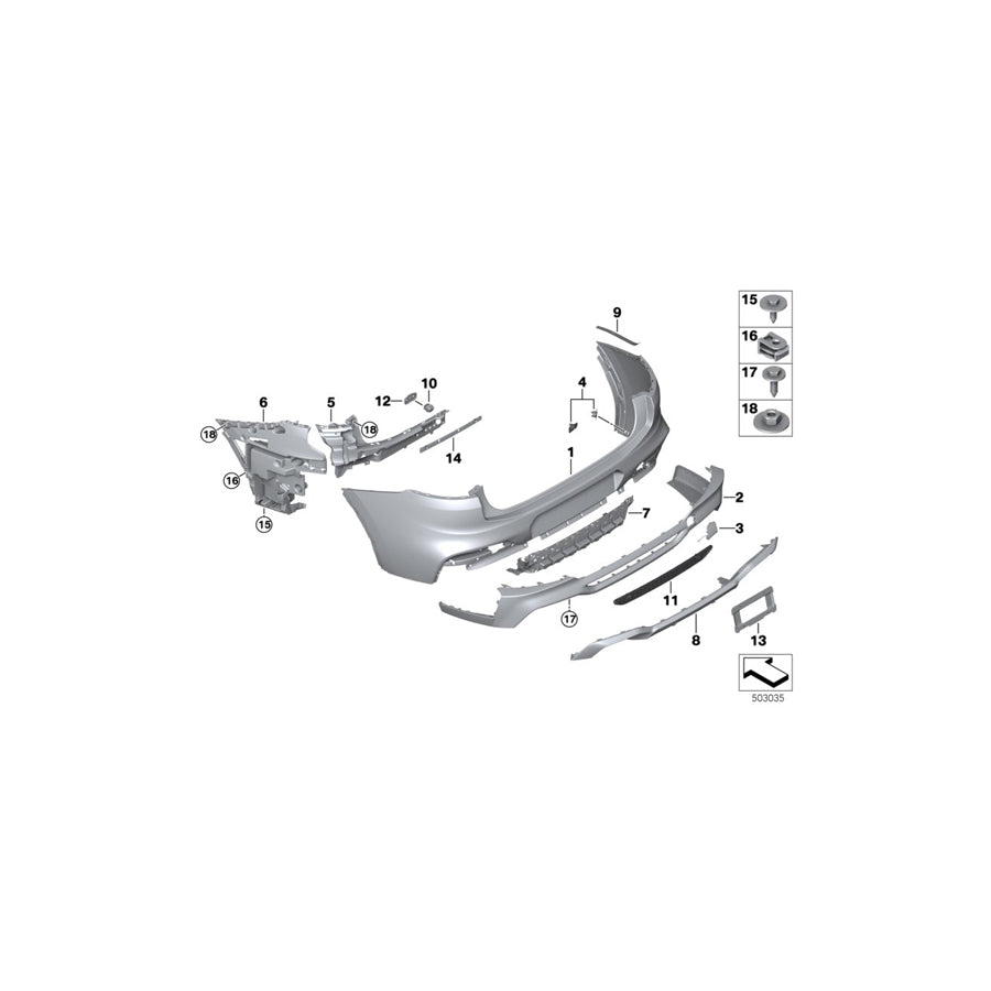 Genuine BMW 51128082219 Bumper Trim, BottoRear, Primed (Inc. X4 M) | ML Performance US Car Parts