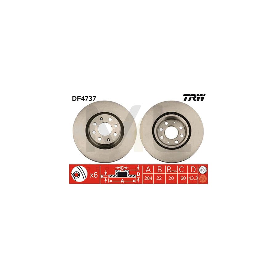 TRW DF4737 Brake Disc Vented, Painted | ML Performance Car Parts