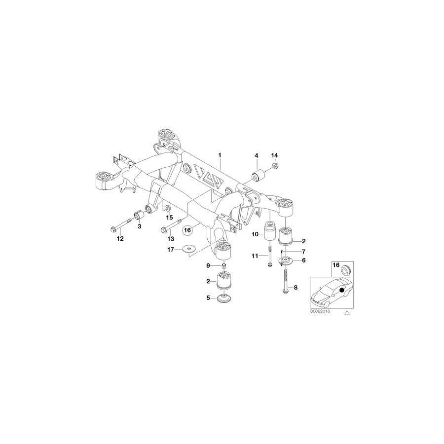 Genuine BMW 33311090510 E38 Rear Axle Carrier (Inc. 730d, 728iL & 725tds) | ML Performance US Car Parts