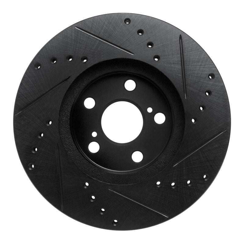 R1 Concepts R1 94-99 Toyota Celica Front Left Drilled & Slotted Black Brake Rotor