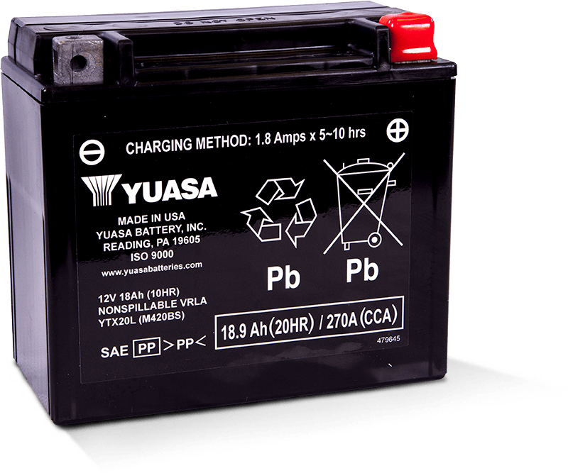 Yuasa Battery Yuasa YTX20L Maintenance Free AGM 12-Volt Battery