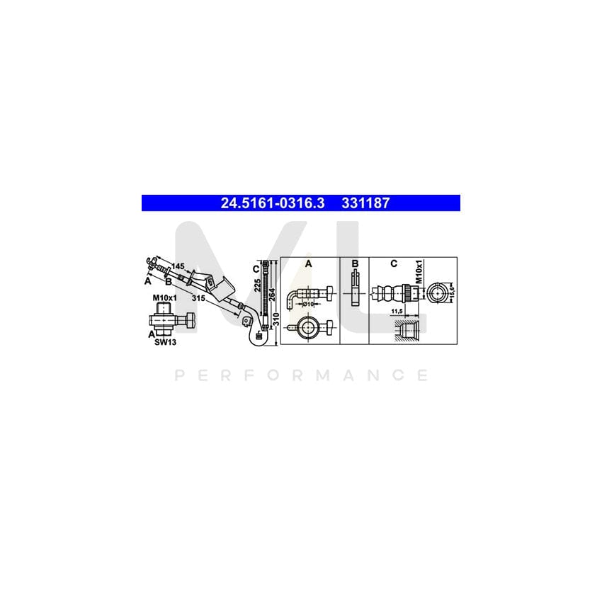 ATE 24.5161-0316.3 Brake Hose 310mm