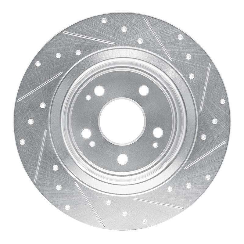 R1 Concepts R1 17-20 Acura MDX Rear Left Drilled & Slotted Silver Brake Rotor