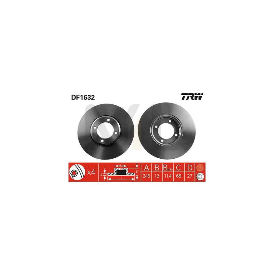TRW DF1632 Brake Disc Solid | ML Performance Car Parts