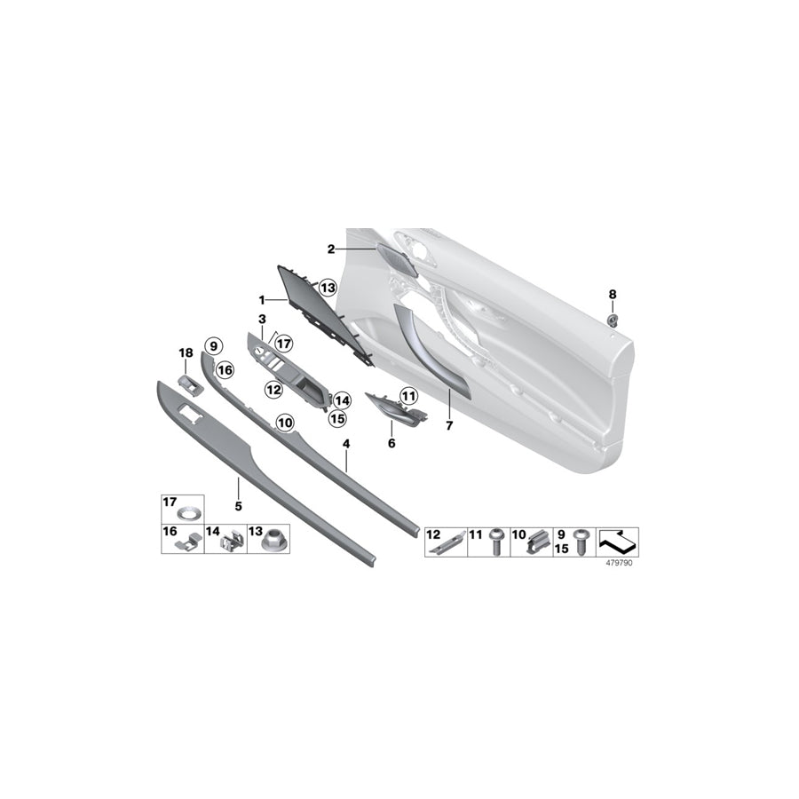 Genuine BMW 51417258381 F12 F13 Trim, Door, Wood, Oak, High-Gloss, Left Left hand drive (Inc. 650i, 650iX & M6) | ML Performance US Car Parts