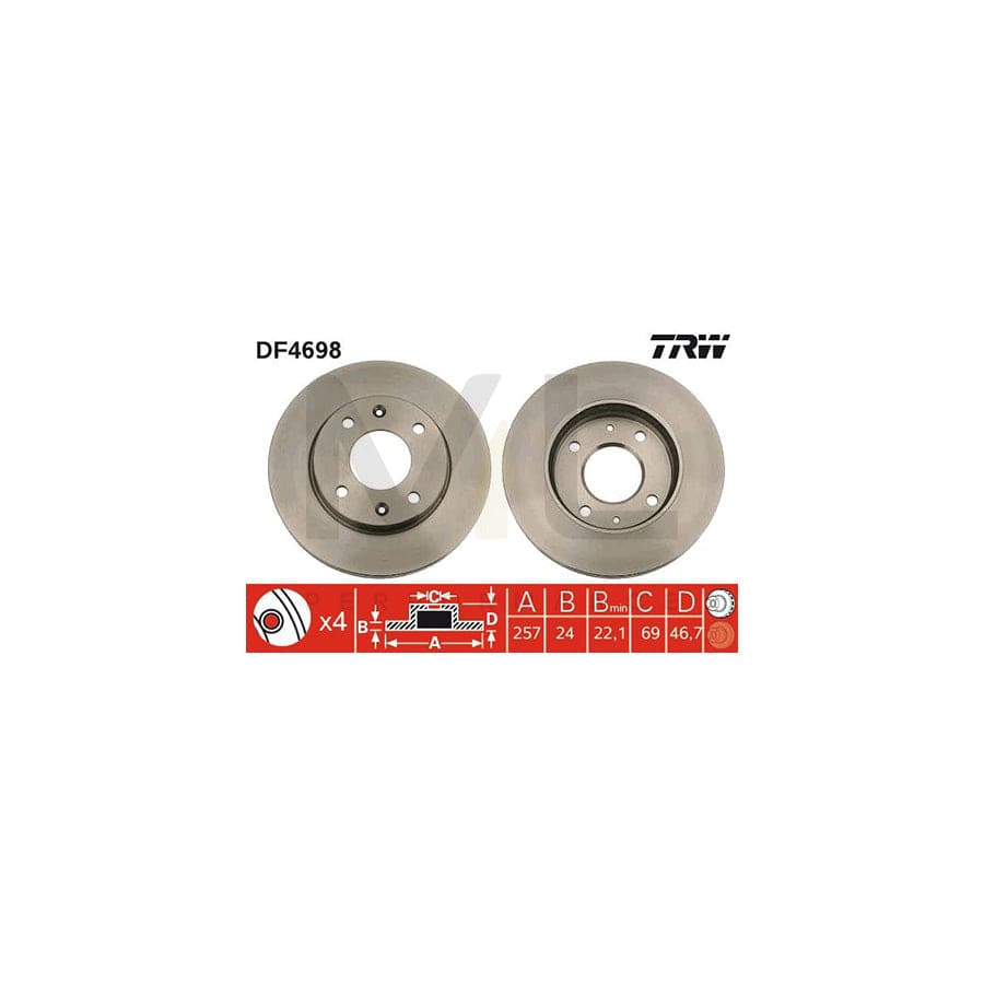 TRW DF4698 Brake Disc Vented, Painted | ML Performance Car Parts