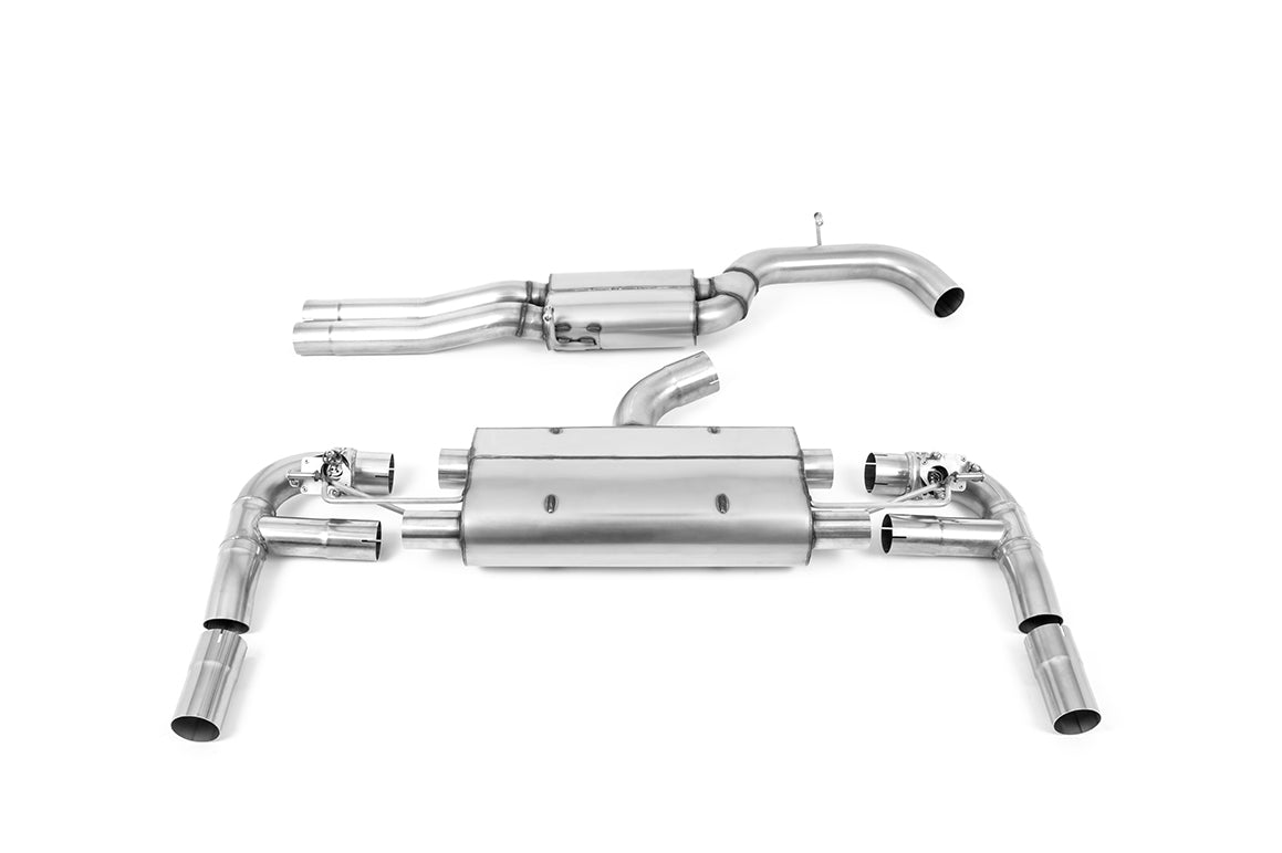 MillTek SSXAU892 Audi RS3 Resonated Cat-Back Exhaust Cat-Back with 80mm Burnt Titanium Trims - EC Approved
