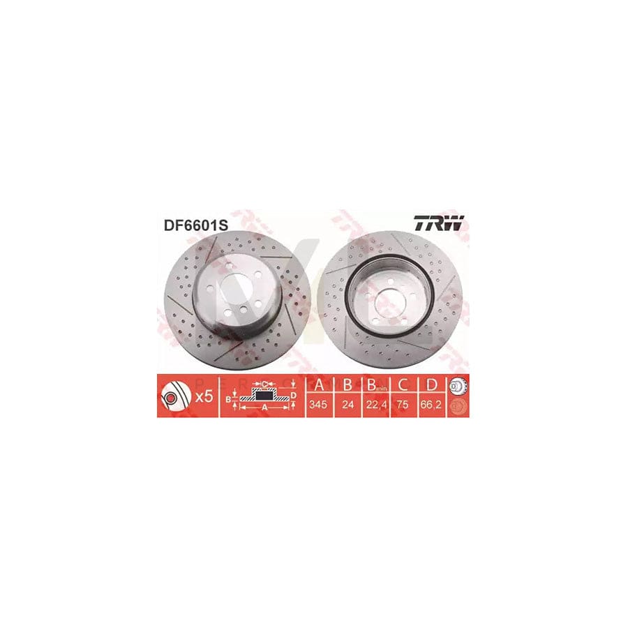 TRW DF6601S Brake Disc Slotted / Perforated, Two-piece brake disc, Vented, High-carbon | ML Performance Car Parts