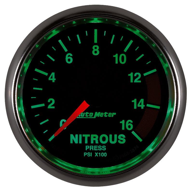Autometer GS 2 1/16in. 1600PSI Nitrous Fuel Pressure Gauge