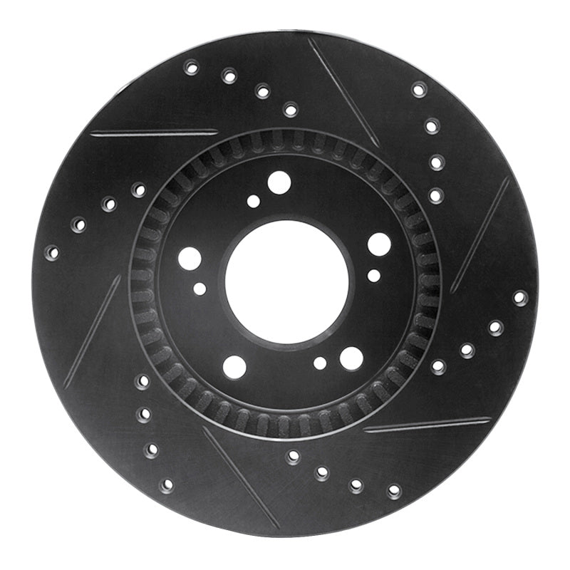 R1 Concepts R1 91-01 Acura RL Front Left Drilled & Slotted Black Brake Rotor