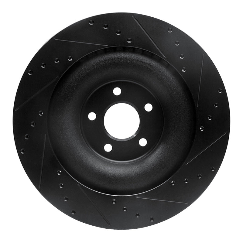 R1 Concepts R1 10-24 Jaguar XFR Rear Left Drilled & Slotted Black Brake Rotor