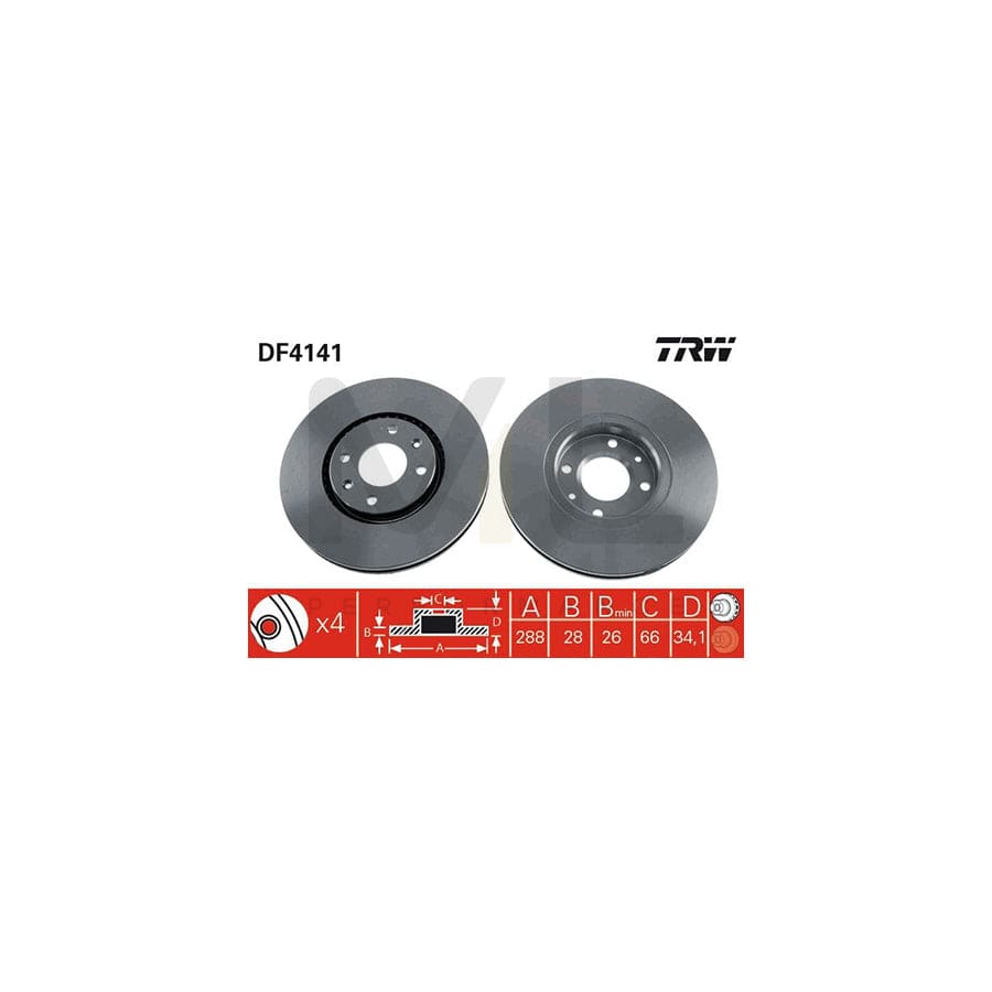 TRW DF4141 Brake Disc Vented, Painted | ML Performance Car Parts