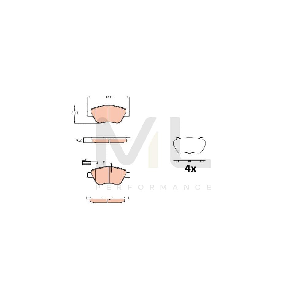 TRW Gdb2164 Brake Pad Set Incl. Wear Warning Contact, With Accessories | ML Performance Car Parts