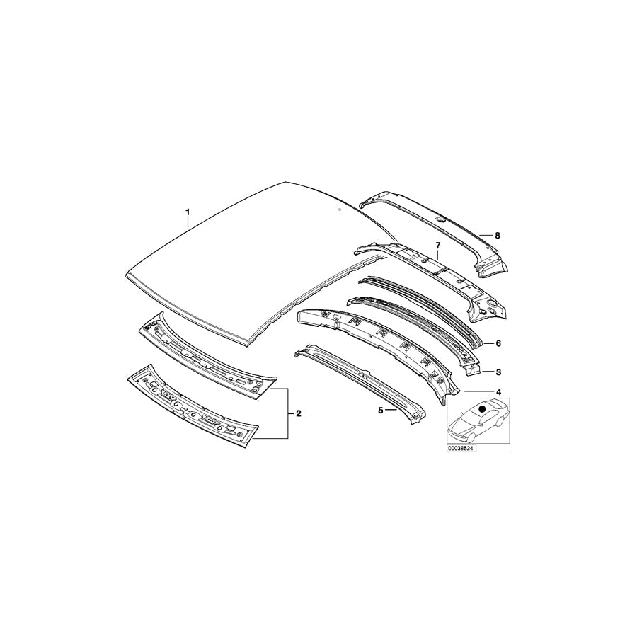 Genuine BMW 41328228248 E46 Rear Window Frame Upper Part (Inc. 330xd, 320d & 323i) | ML Performance US Car Parts