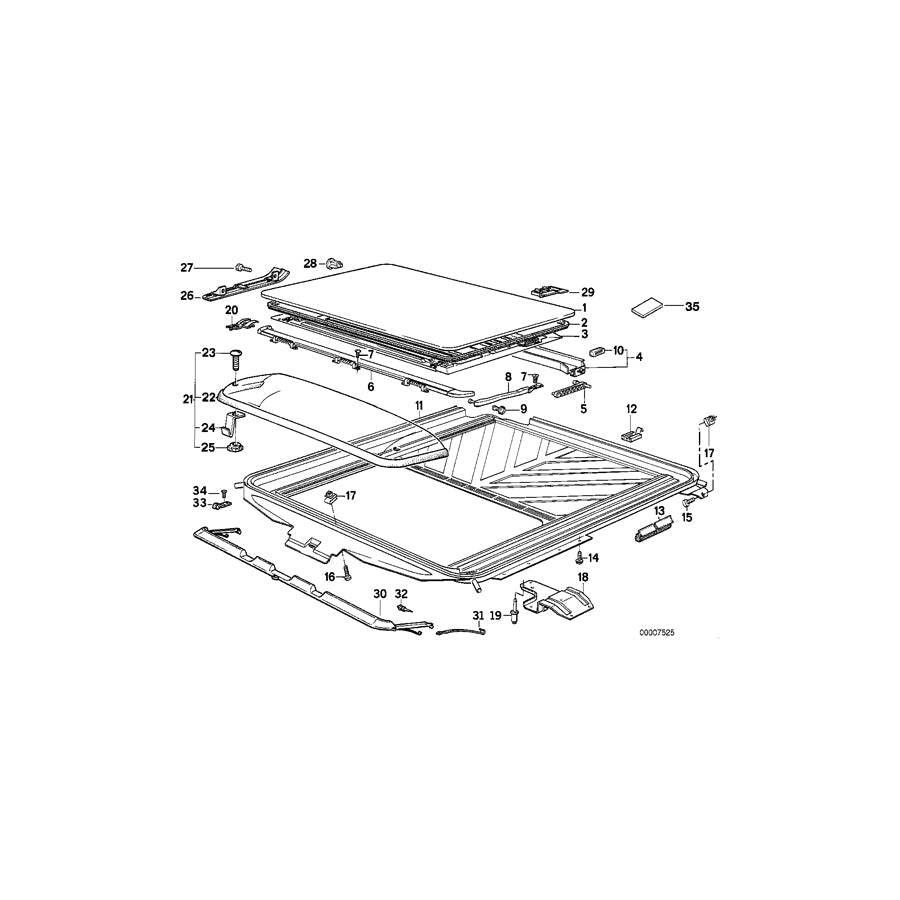 Genuine BMW 54128139253 E32 Ceiling Frame Covered Velours SILBERGRAU (Inc. 740i, 730i & 730iL) | ML Performance US Car Parts