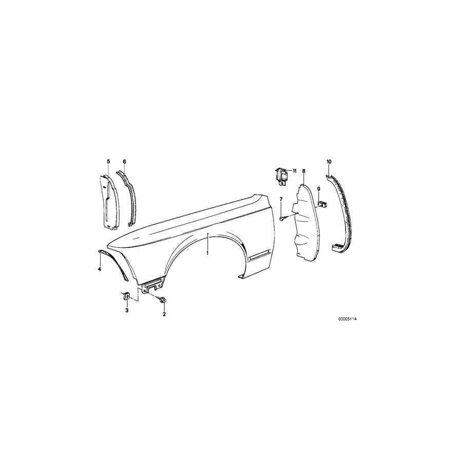 Genuine BMW 51711862022 E23 Cover, Wheell Housing, Front Right (Inc. 735i, 728iS & 745i) | ML Performance US