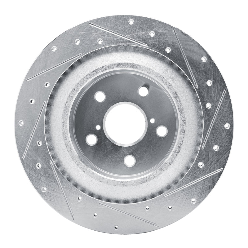 R1 Concepts R1 21-22 Lexus RC350 Rear Left Drilled & Slotted Silver Brake Rotor