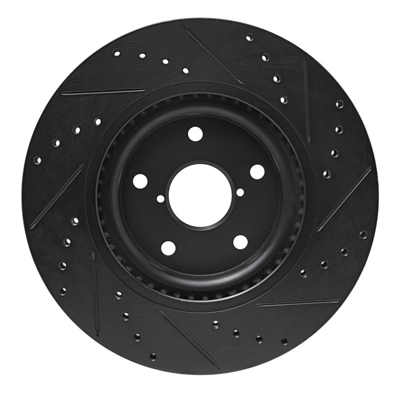 R1 Concepts R1 20-25 Subaru WRX Front Left Drilled & Slotted Black Brake Rotor