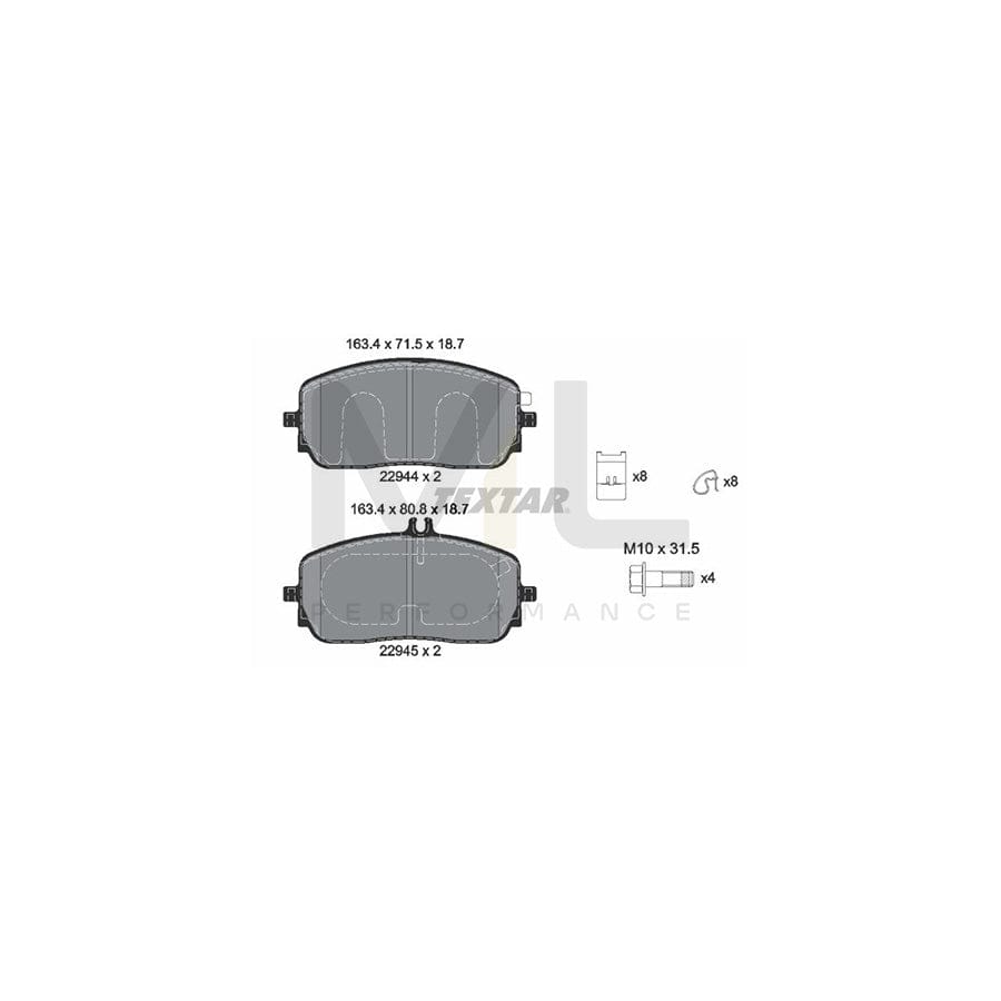 TEXTAR 2294401 Brake pad set incl. wear warning contact, with brake caliper screws, with accessories | ML Performance Car Parts