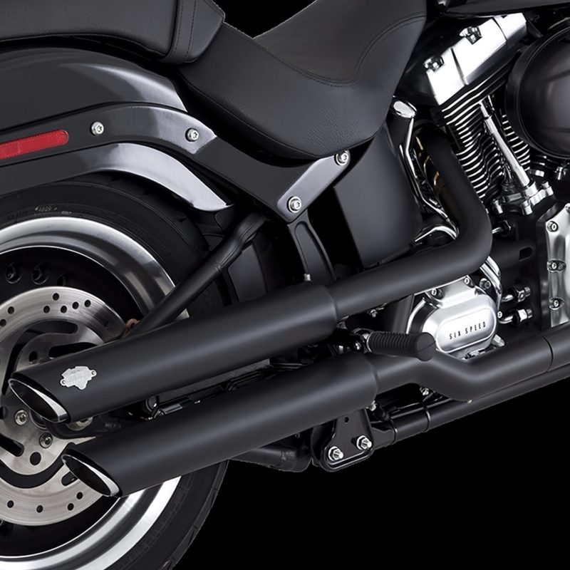 Vance and Hines Vance & Hines HD Softail 07-17 Fatboy Twin Slash Chrome Slip-On Exhaust