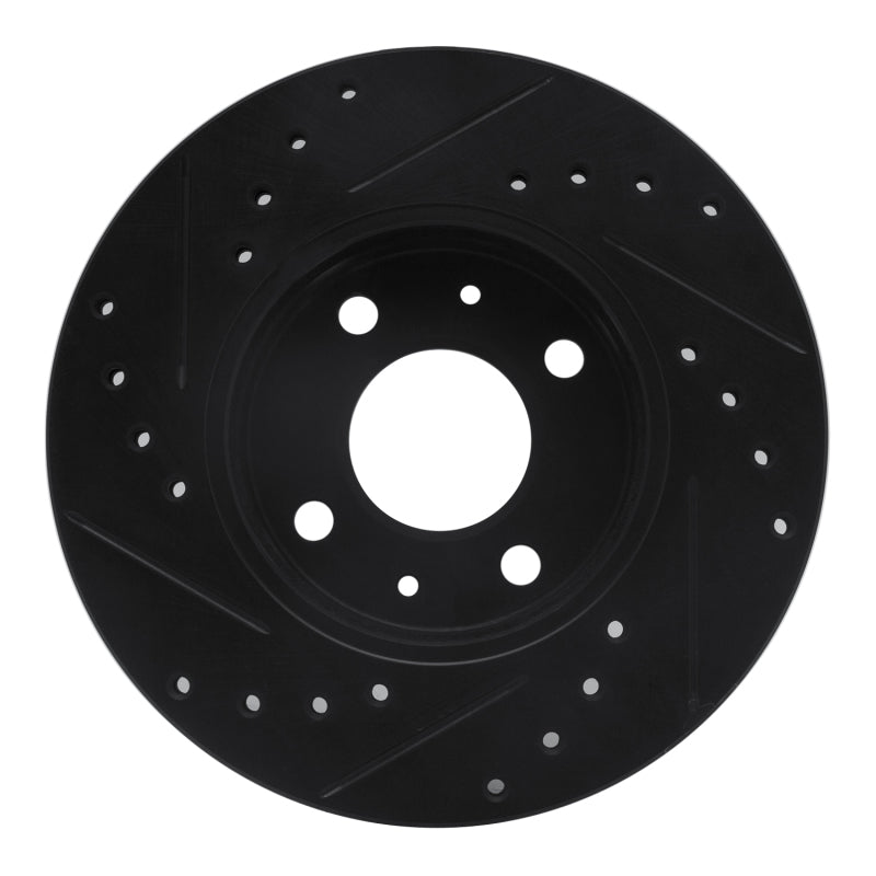 R1 Concepts R1 88-06 Nissan NX Front Right Drilled & Slotted Black Brake Rotor